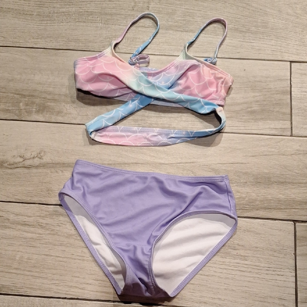 💐SHEIN Pink and Purple Bikini with Color-Block Design🍓🦉🐧💘